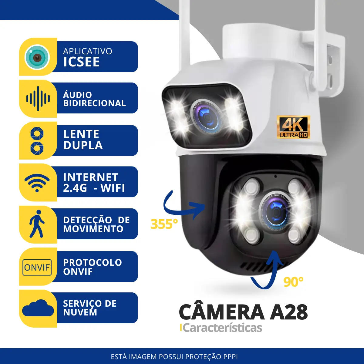 Câmera Segurança Ip Externa Wifi A28 App Icsee À Prova Dágua 4