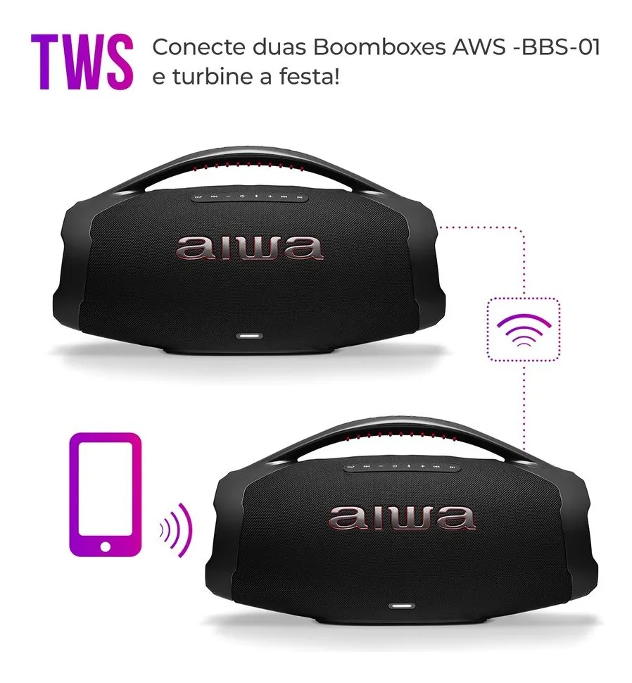 Caixa de Som Boombox Plus 200W 220V AIWA BBS-01-B 2