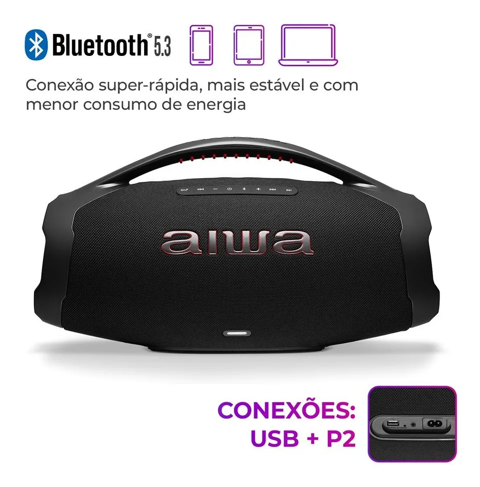 Caixa de Som Boombox Plus 200W 220V AIWA BBS-01-B 4