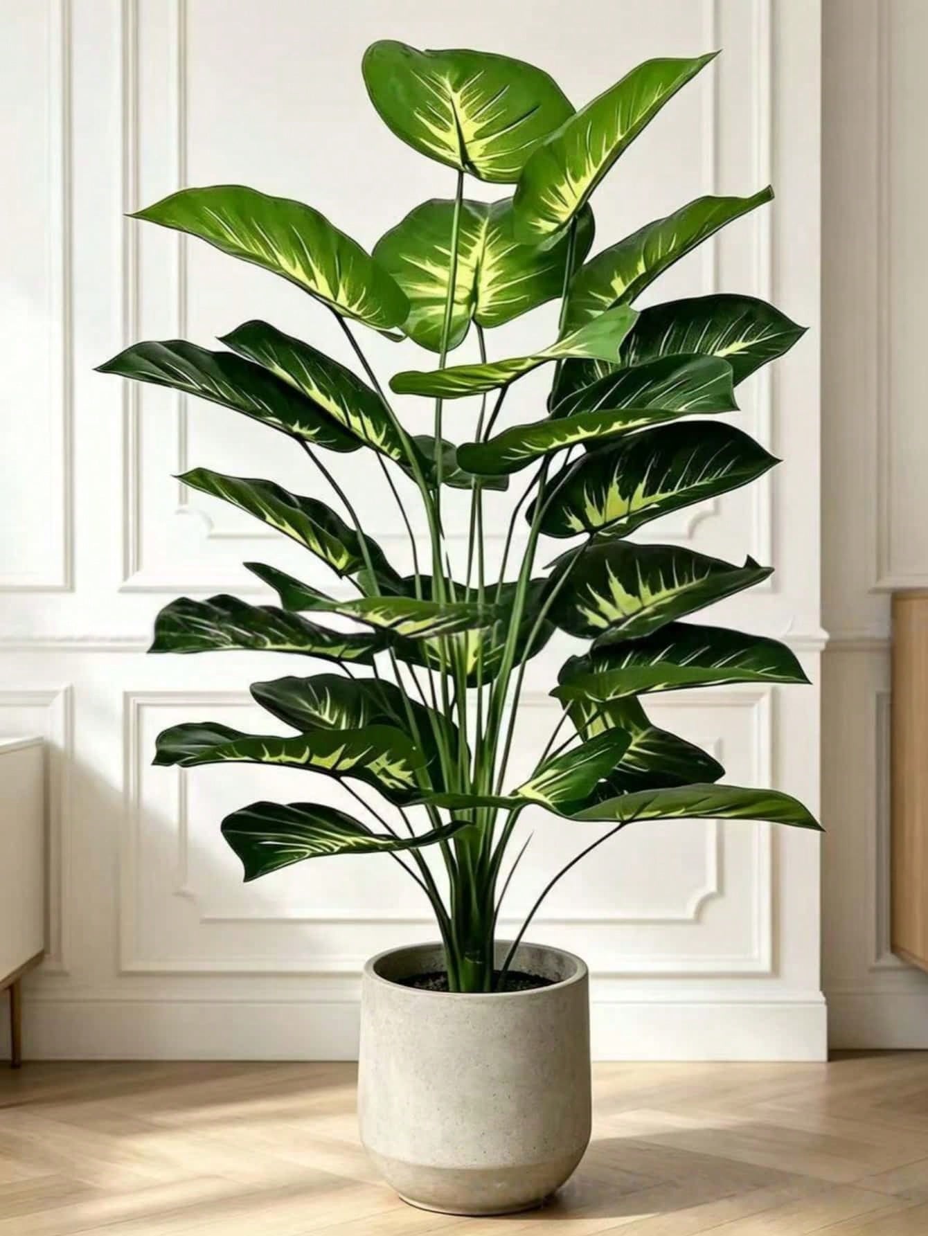 OBOVAY 1 Peça Árvore de Dinheiro Artificial Grande Mais Vendida, 12/18/24 Folhas Grandes (Altura da Planta 58-85cm), Folhagem Artificial de Folha Larga Estilo Floresta Tropical, Planta Artificial para Uso Interno/Externo em Qualquer Clima, Planta Artificial em Vaso Estilo Nórdico, Adequada para Decoração de Casa, Jardim, Hotel, Pátio, Varanda, Bottom Fotográfico para Festa de Casamento, Paisagem Boêmia, Folhas Artificiais DIY Feitas à Mão, Decoração Moderna para Casa  🎁Cupom 50% OFF para todo Novo Usuário! 