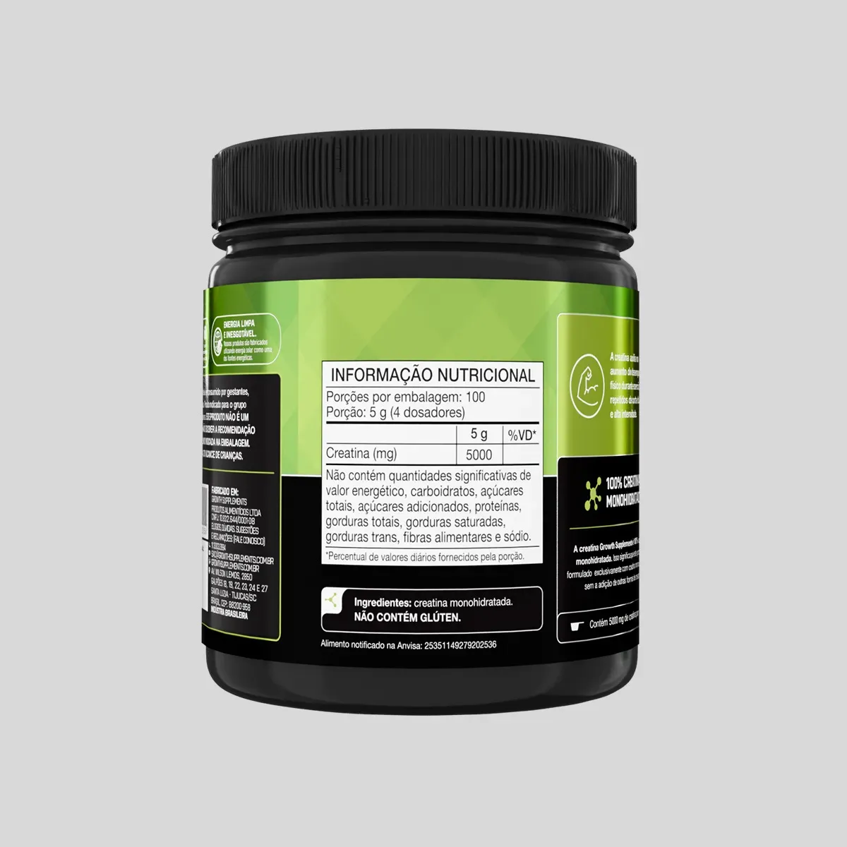 Creatina Monohidratada 500g Growth Supplements - Sem Sabor em Pó 3