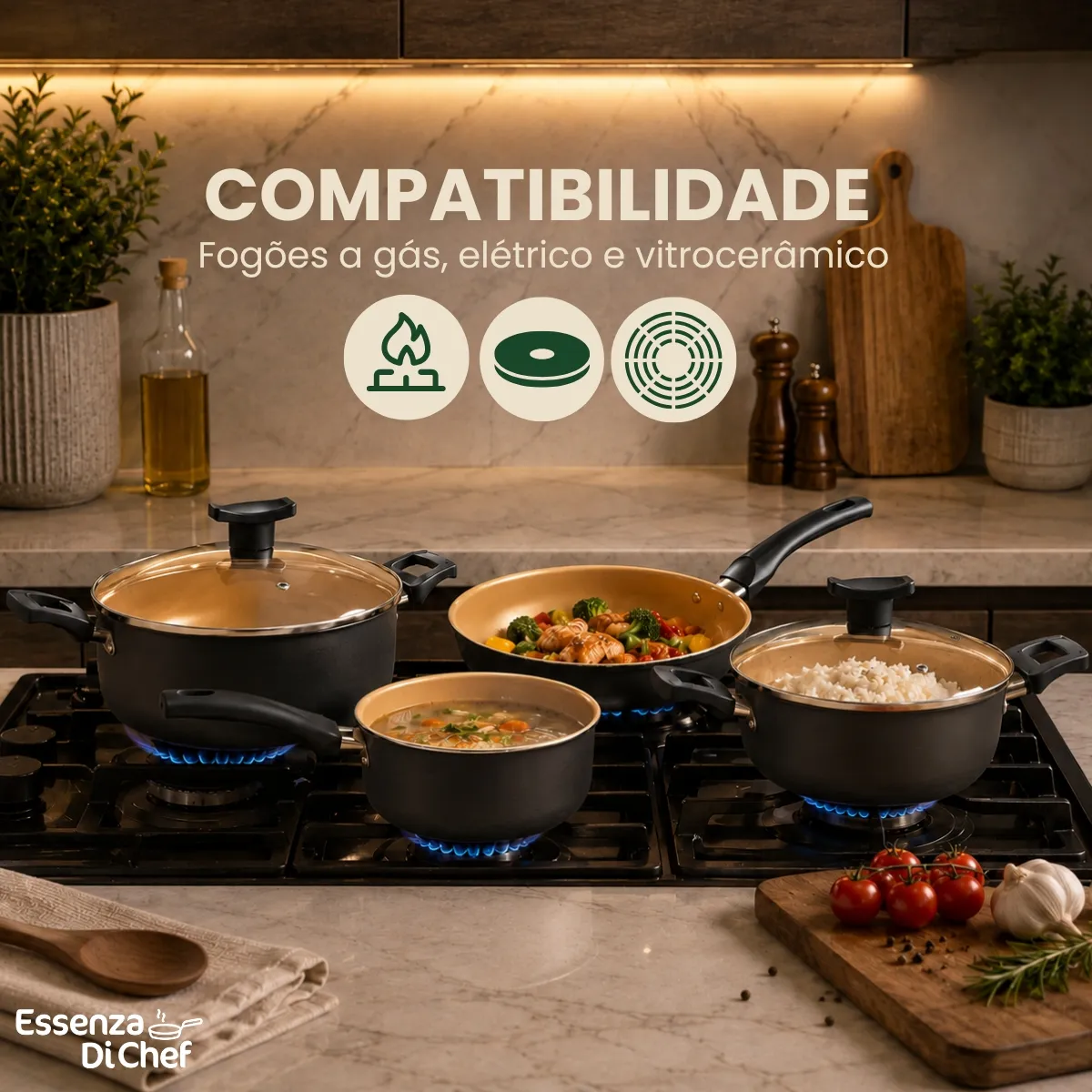 Conjunto Panelas Antiaderente 10 Peças Teflon Várias Cores