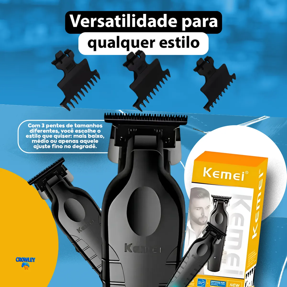 Máquina De Acabamento Corta Cabelo Profissional Kemei 2299 P 3