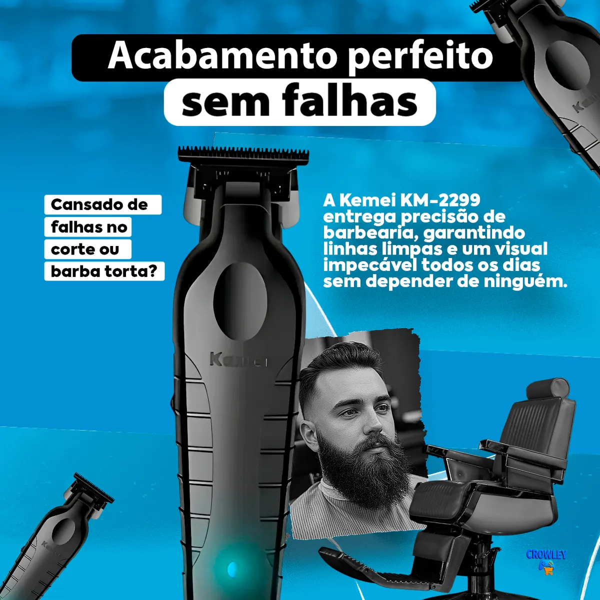 Máquina De Acabamento Corta Cabelo Profissional Kemei 2299 P 5