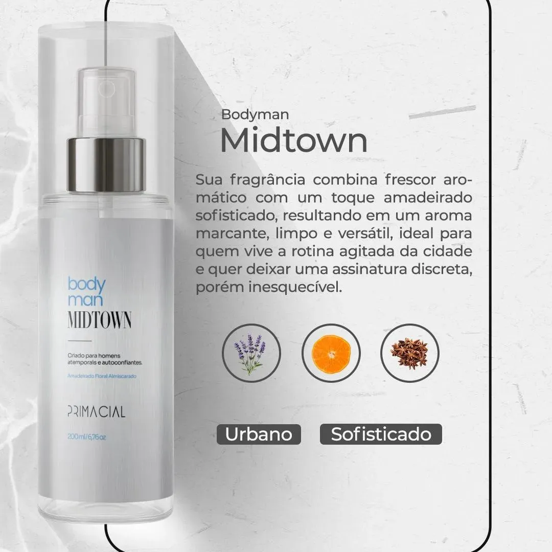 Kit Body Splash Masculino Barbarius + Enigma + Midtown 200ml 3