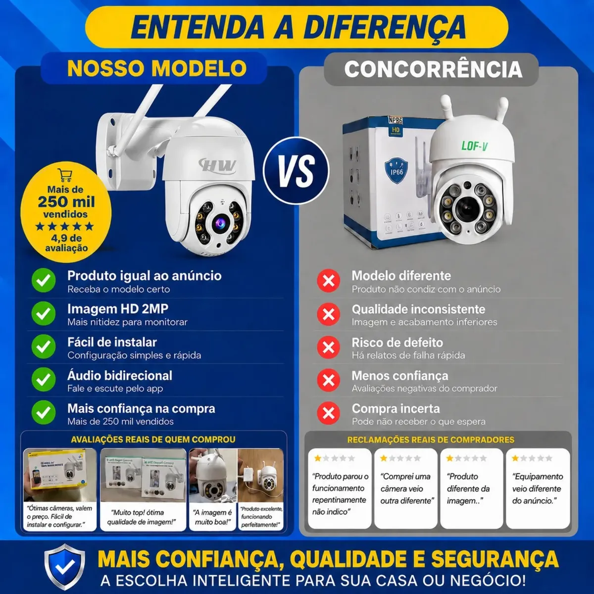 Kit 2 Câmera Segurança Ip Interna Externa Wifi iCSee Infravermelho Prova D’Água - HW 5
