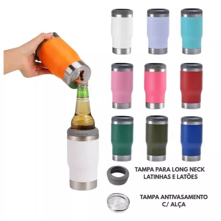 Copo Térmico Para Long Neck Com Tampa e Abridor 420Ml Porta Lata/Long Neck Exclusividade Moderno 2