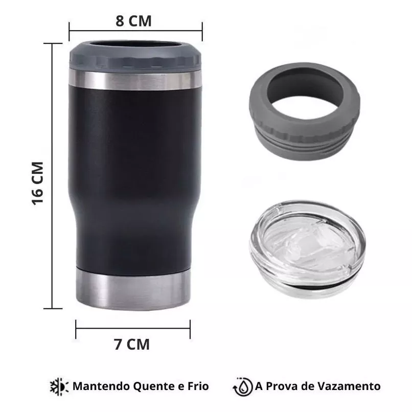 Copo Térmico Para Long Neck Com Tampa e Abridor 420Ml Porta Lata/Long Neck Exclusividade Moderno 3