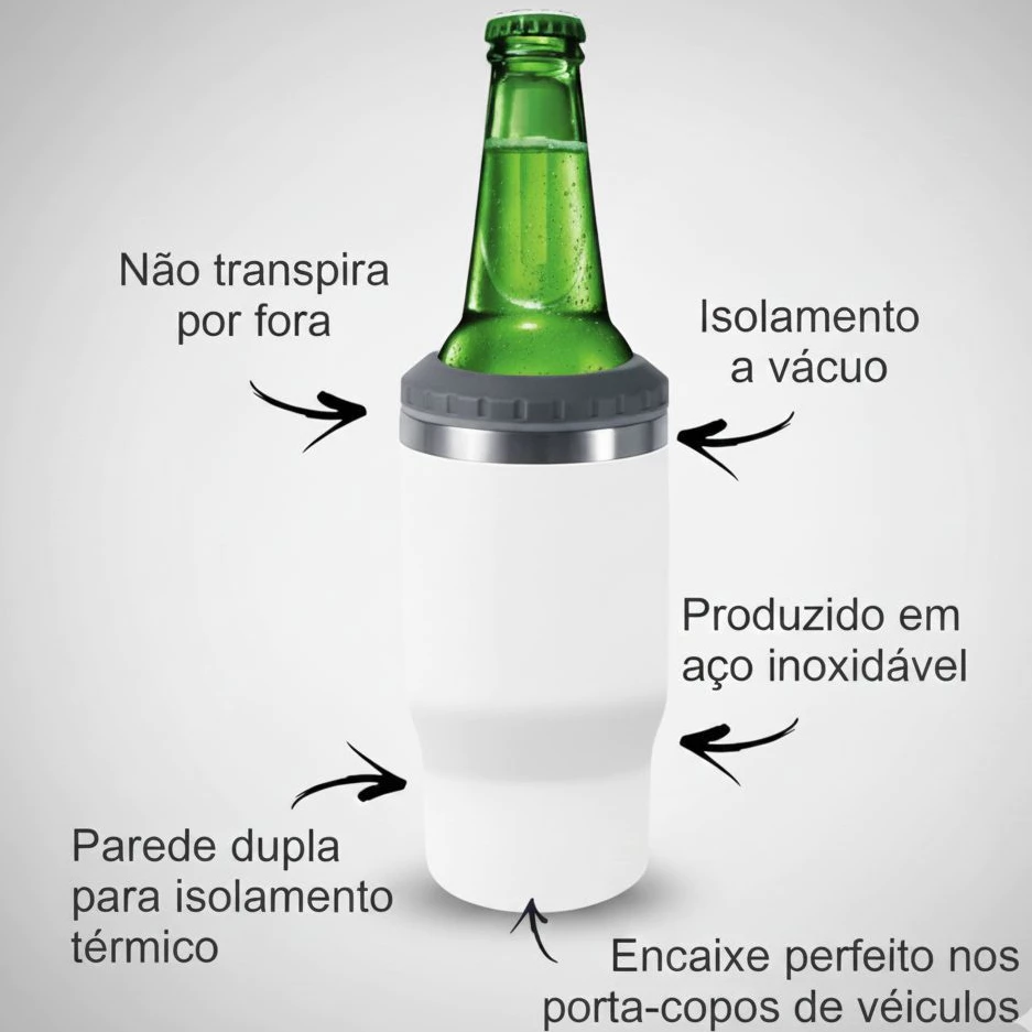 Copo Térmico Para Long Neck Com Tampa e Abridor 420Ml Porta Lata/Long Neck Exclusividade Moderno 6