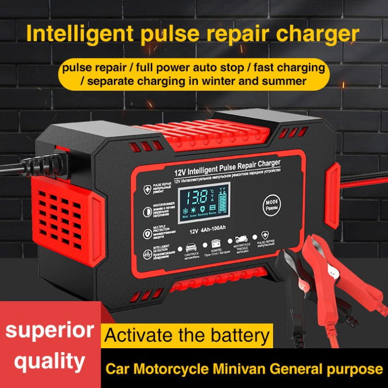 Carregador de bateria automotivo inteligente 12 V - Display Digital Automático Energia Reparação Puls 2