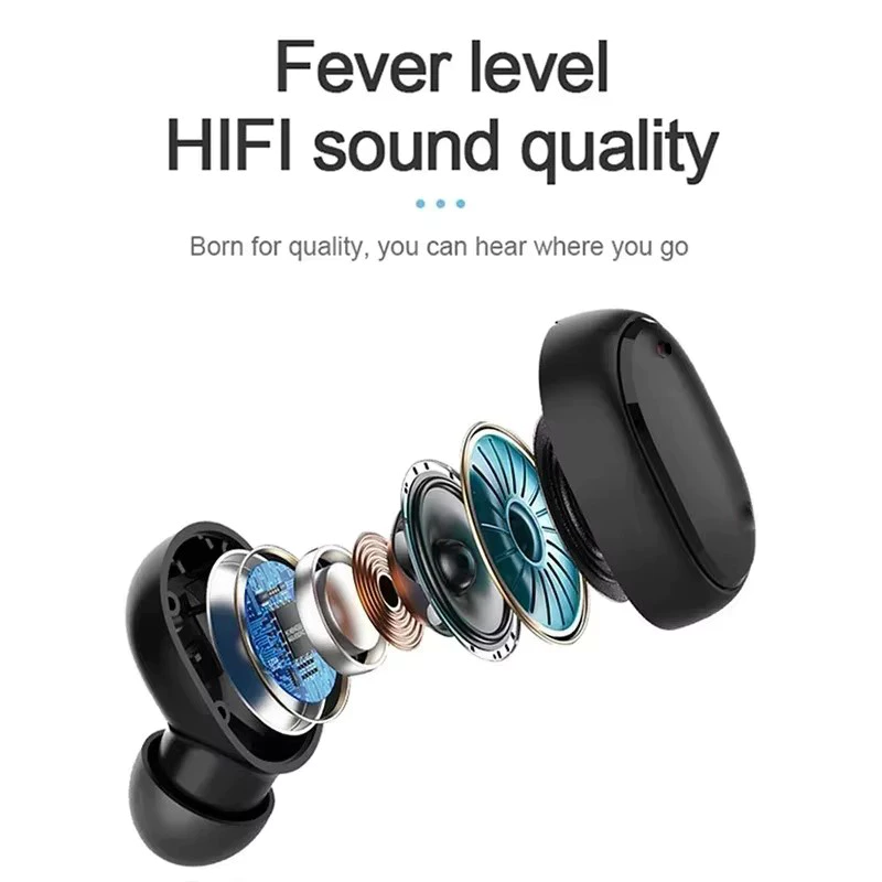 E6S Cor Preta Fones De Ouvido Sem Fio TWS Bluetooth Com Microfone Estéreo Som Cancelamento Ruído LED Display Digital Fon 4