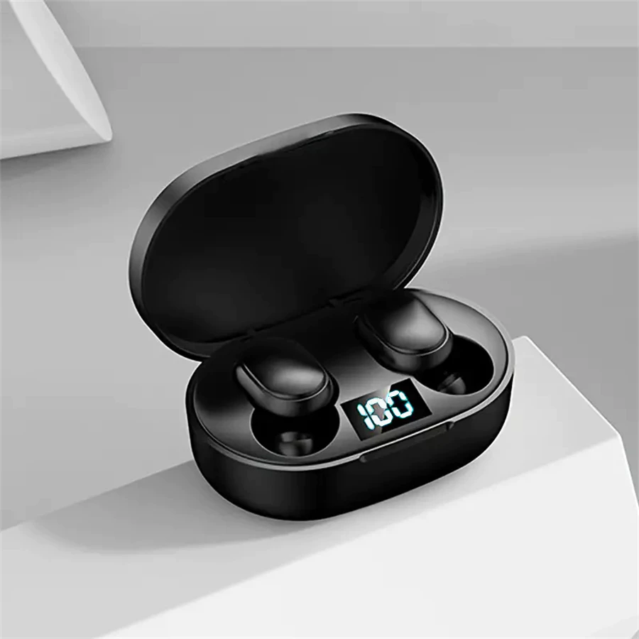 E6S Cor Preta Fones De Ouvido Sem Fio TWS Bluetooth Com Microfone Estéreo Som Cancelamento Ruído LED Display Digital Fon 6
