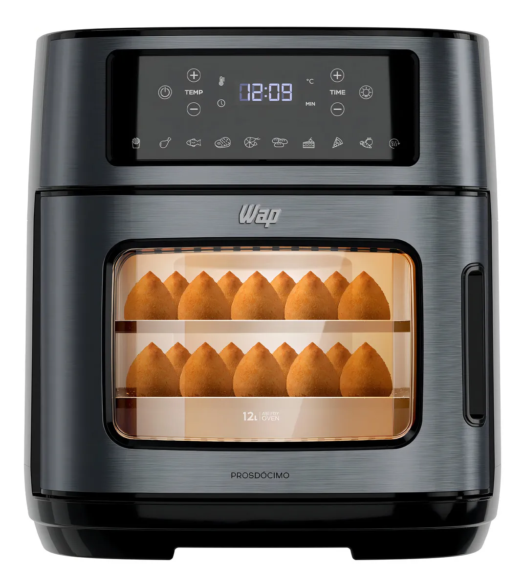 Fritadeira Elétrica Air Fryer Oven Black INOX WAP WAOD2 12 Litros 4 em 1 Porta com Abertura Lateral e Removível 1800W 2