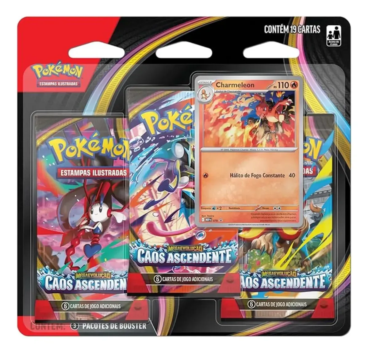 Blister Triplo Caos Ascendente Megaevolução Charmeleon Copag Pokémon Estampas Ilustradas Português 2