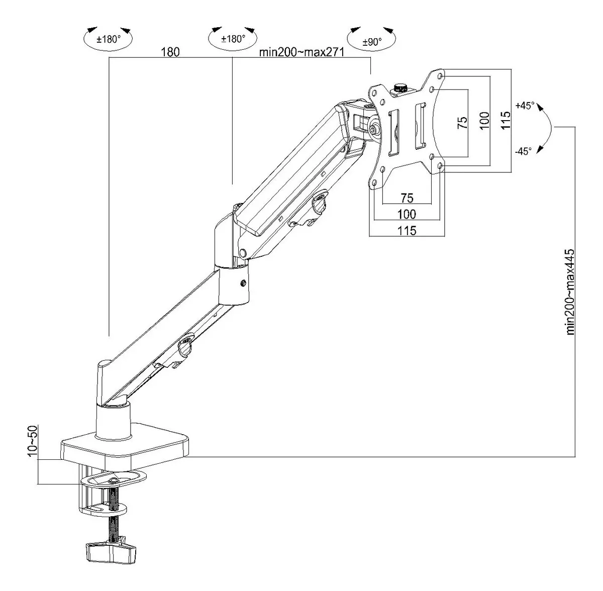 Suporte Articulado Para Monitor 13 a 32 Pistão a Gás Ajustável Zinnia Nimbo 110 Branco 5