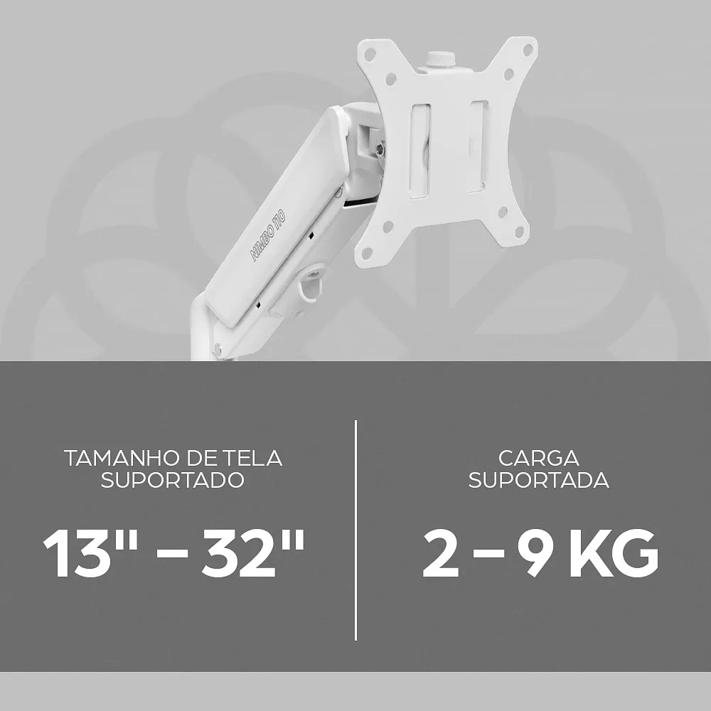 Suporte Articulado Para Monitor 13 a 32 Pistão a Gás Ajustável Zinnia Nimbo 110 Branco 3