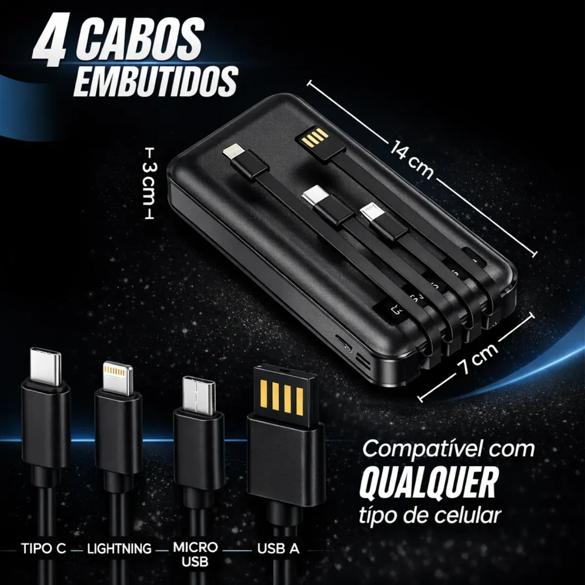 Power Bank 20000mah Carregador Portátil Turbo Rápido 22.5w Display Digital Preto 3