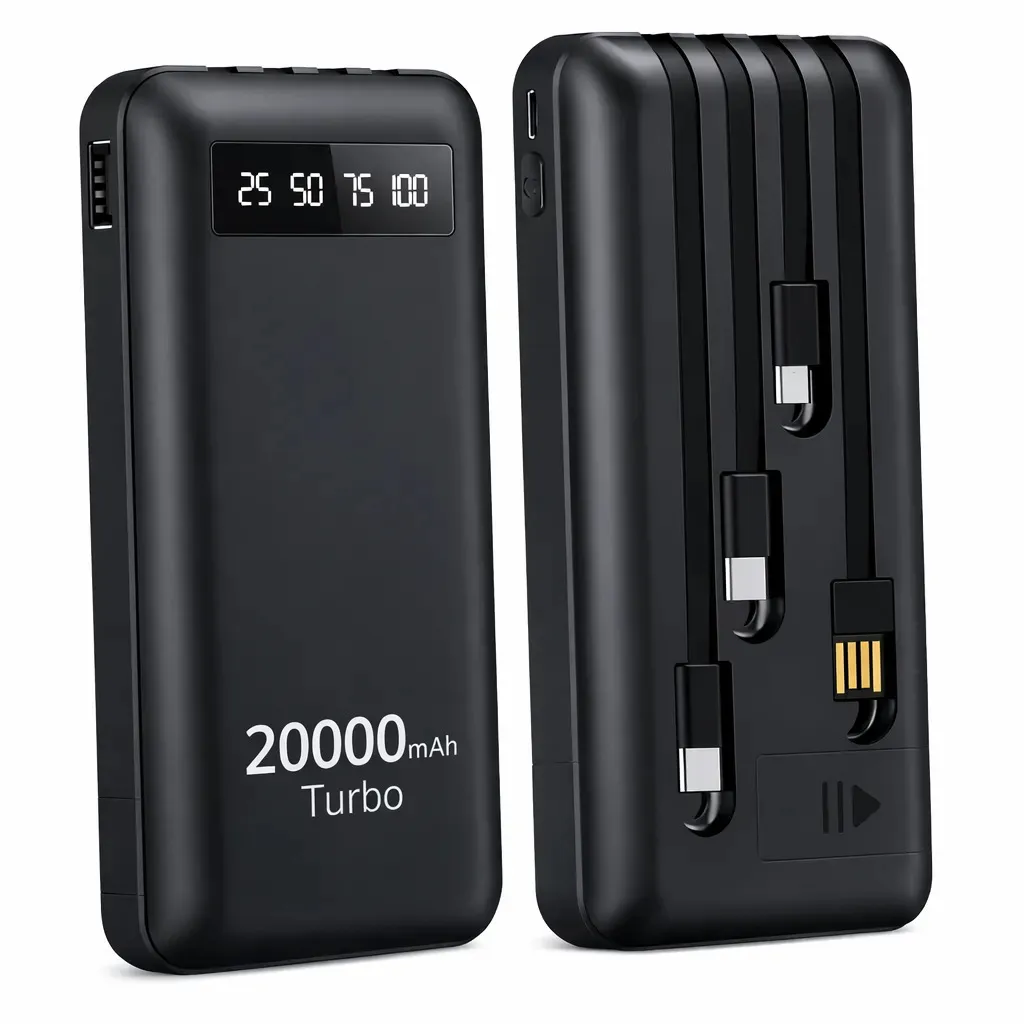 Power Bank 20000mah Carregador Portátil Turbo Rápido 22.5w Display Digital Preto 6