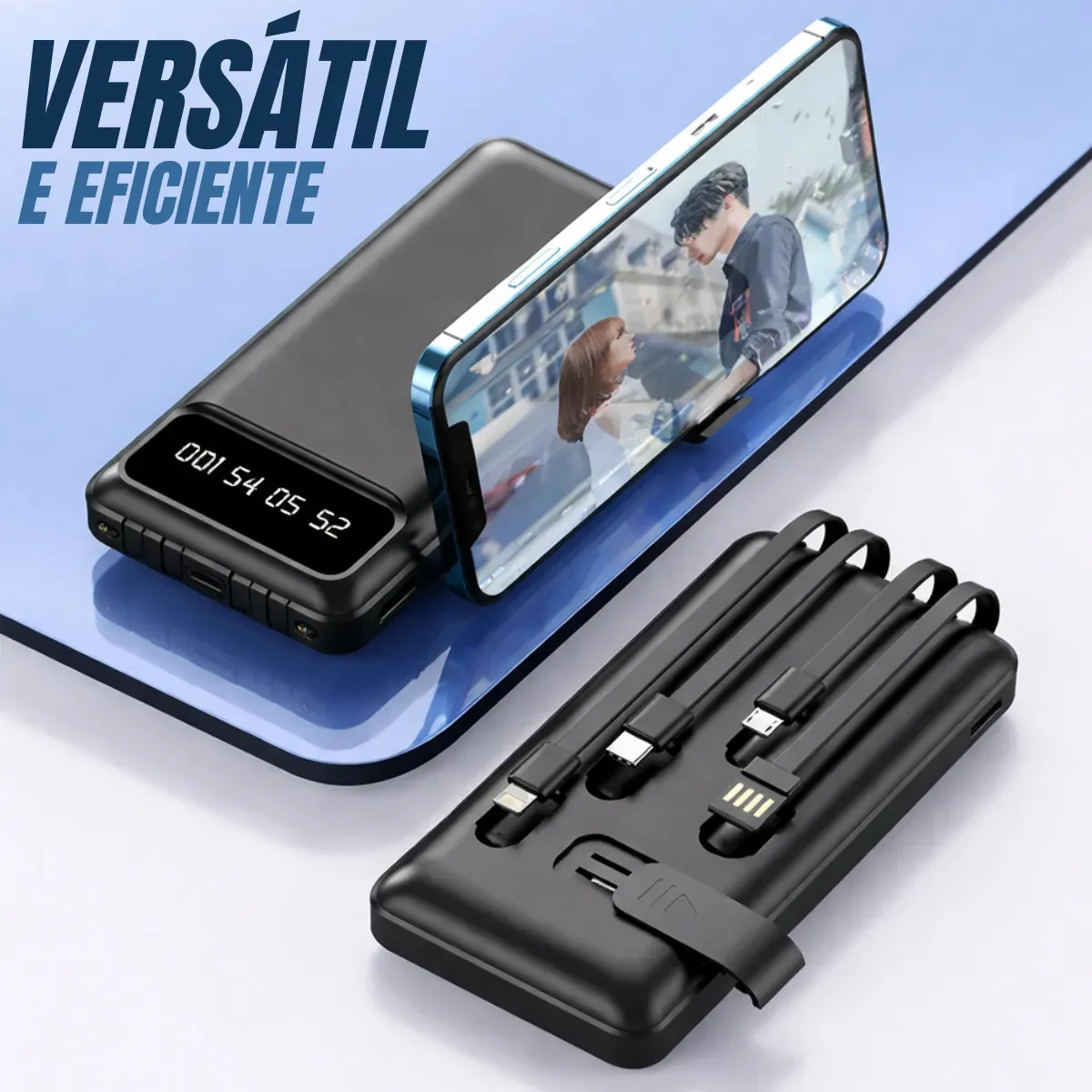 Power Bank 20000mah Carregador Portátil Turbo Rápido 22.5w Display Digital Preto 5