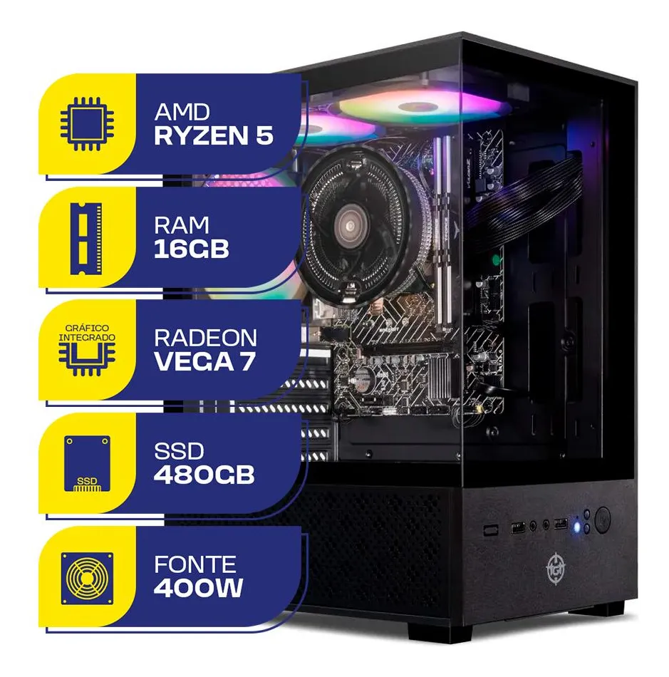 Pc Gamer Mcl, Amd Ryzen 5 5600gt, 16gb Ddr4, Ssd 480gb