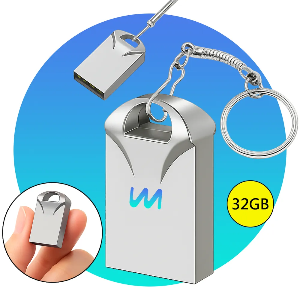 Pen Drive 32gb Mini Chaveiro Resistente Rápido Usb Metal Cor Prata Alta Velocidade Compatível Desktop Pc Notebook Som Automotivo Wmix Eletrônicos 5