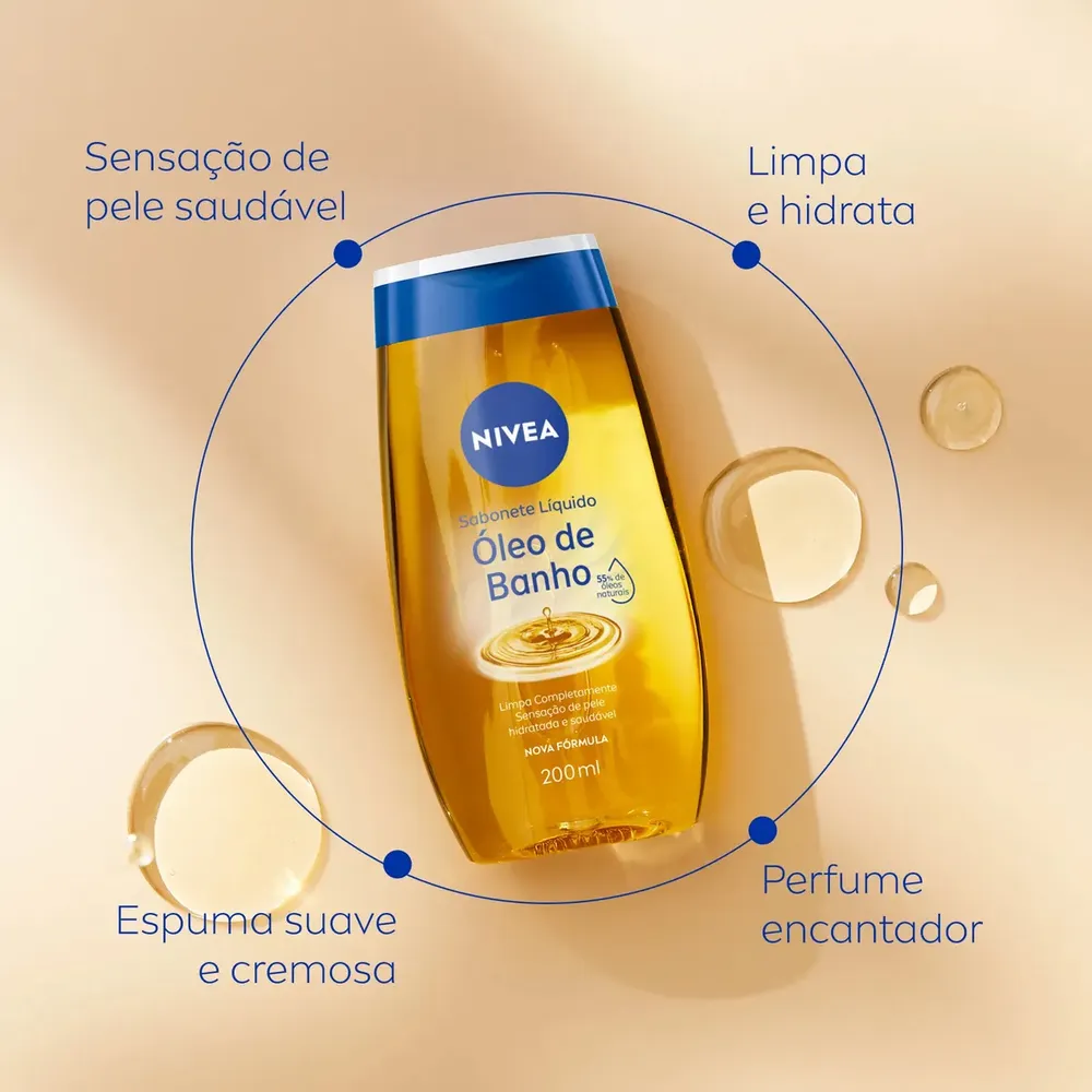 NIVEA  KIT Sabonete Líquido Óleo de Banho 200ml - 2 Unidades 5