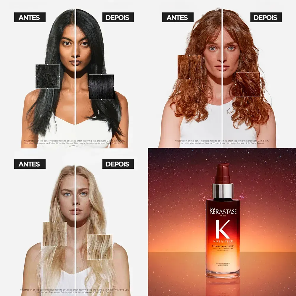 Sérum de Noite Mágica Nutritivo Kérastase Nutritive 8H - Sérum de Nutrição para Cabelo Seco | 90ml | 7