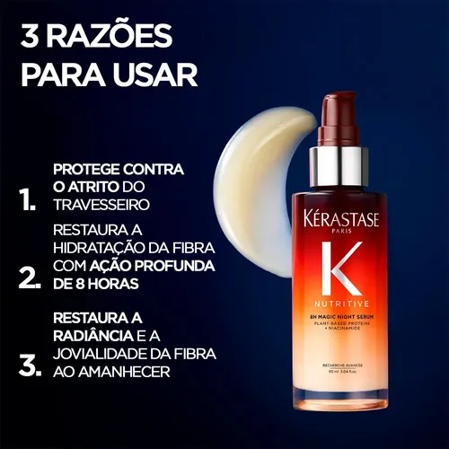 Sérum de Noite Mágica Nutritivo Kérastase Nutritive 8H - Sérum de Nutrição para Cabelo Seco | 90ml | 5