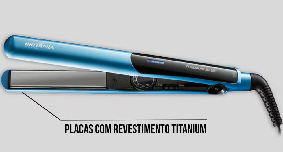 Prancha Britânia Titanium Blue Bivolt 10