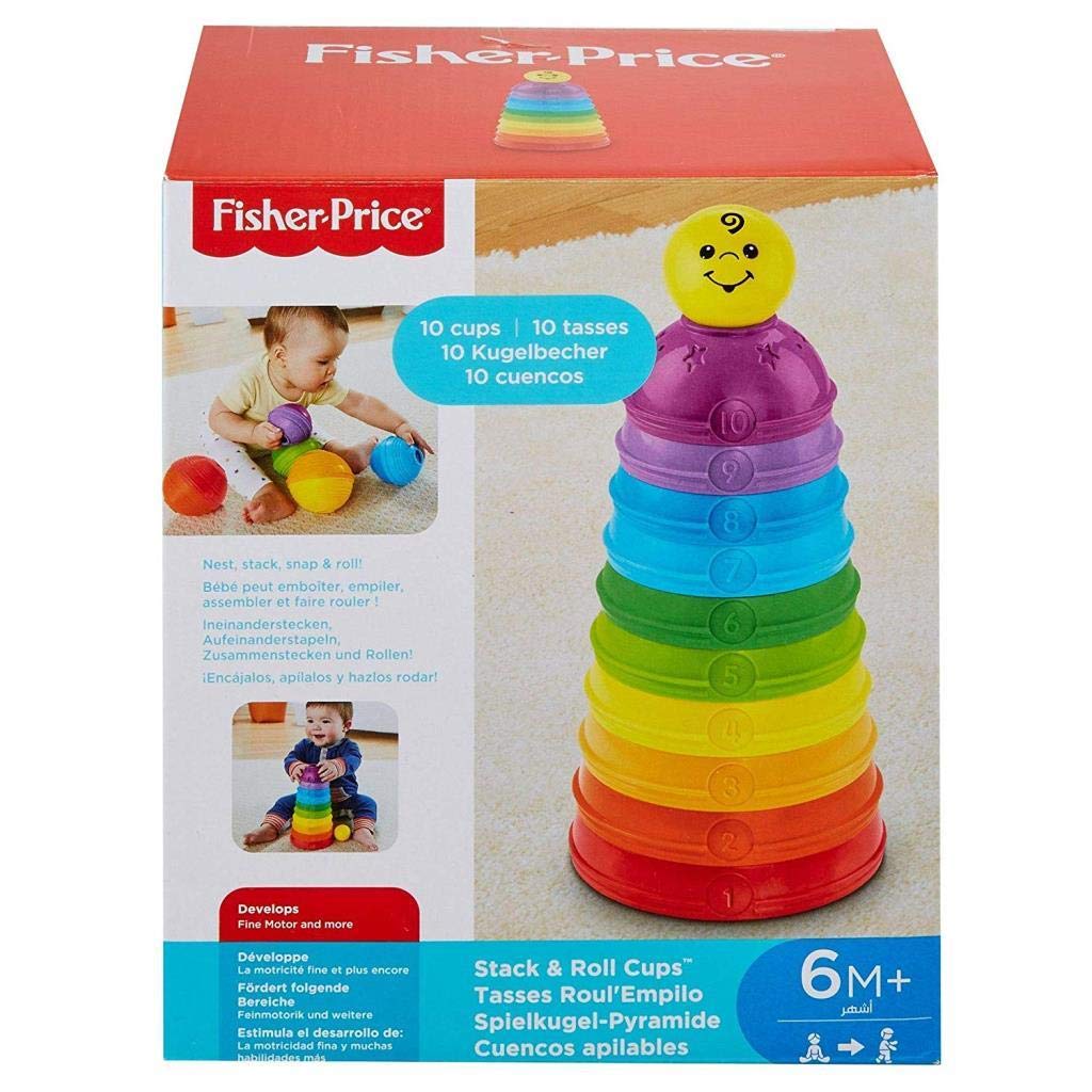 Fisher-Price Brinquedo para Bebês Potinhos Empilhar & Rolar para crianças a partir de 6 meses
