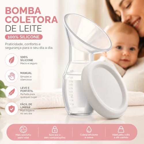 Copo Coletor de Leite Materno em Silicone Macio e Flexível, BPA-Free, com Tampa Protetora, Fácil de Limpar 5