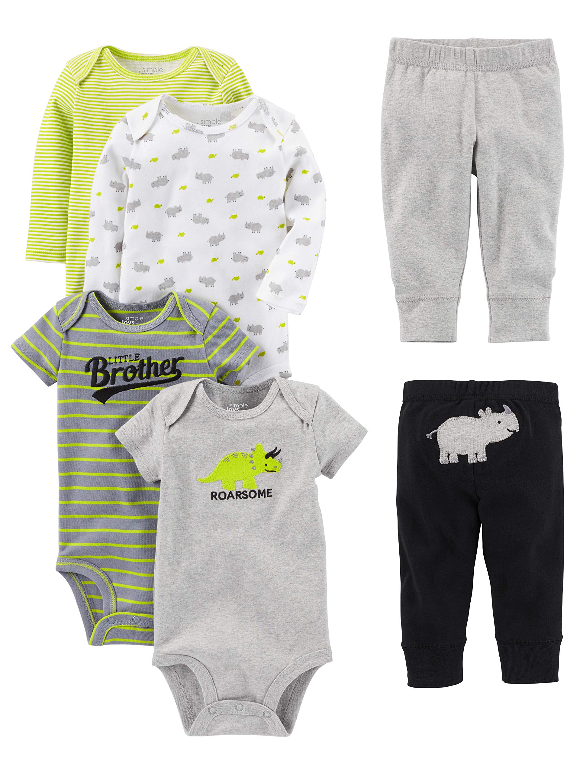 Simple Joys by Carter's Conjunto de 6 peças para bebês meninos (manga curta e comprida) e calça 2