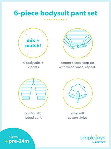 Simple Joys by Carter's Conjunto de 6 peças para bebês meninos (manga curta e comprida) e calça 4