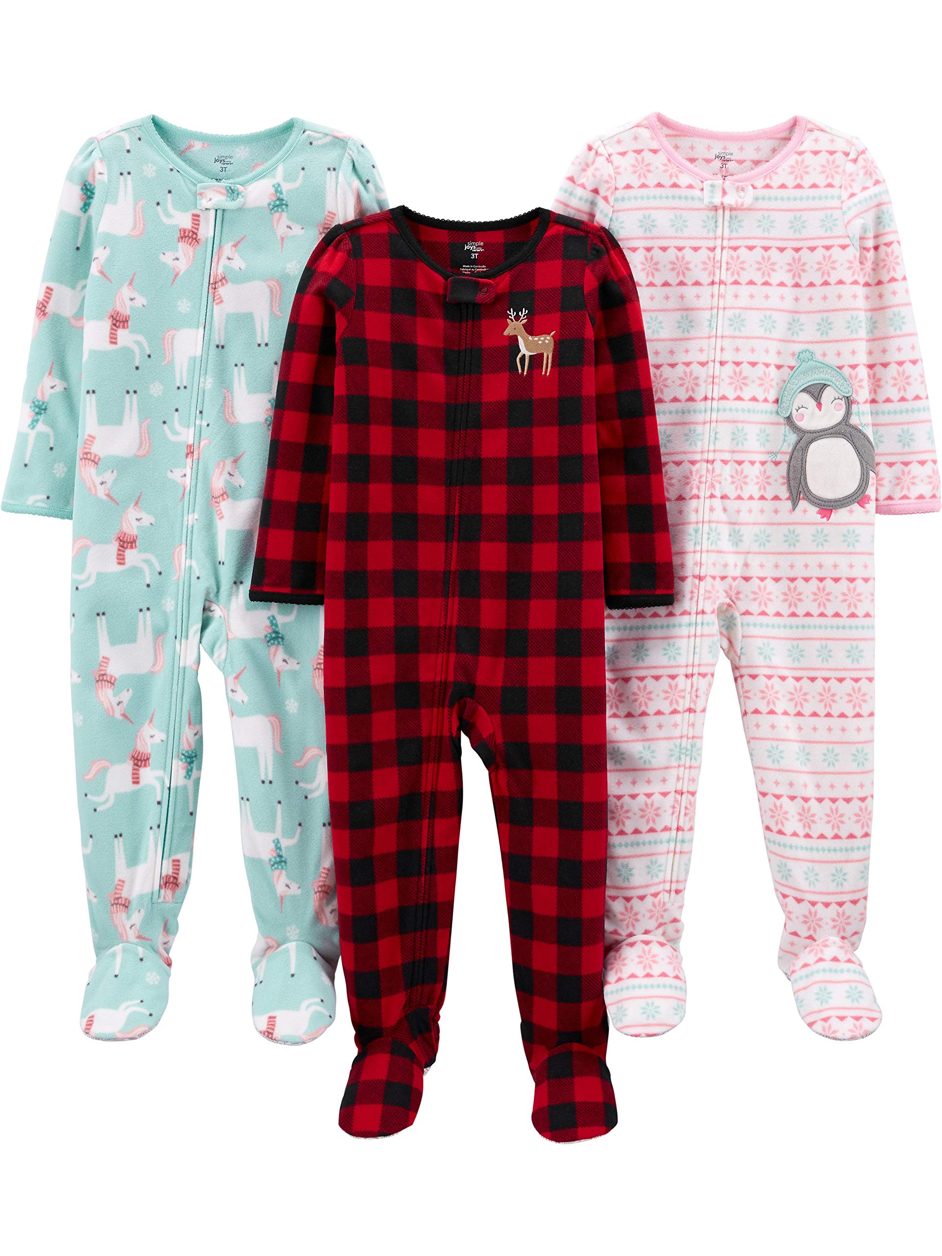 Simple Joys by Carter's Pijama de lã resistente a chamas com pés para meninas
