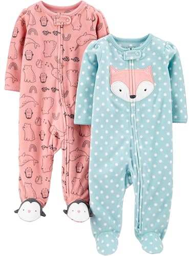 Macacão de dormir para bebês Fleece Footed Sleep and Play, Pack of 2 Simple Joys by Carter'sMeninas