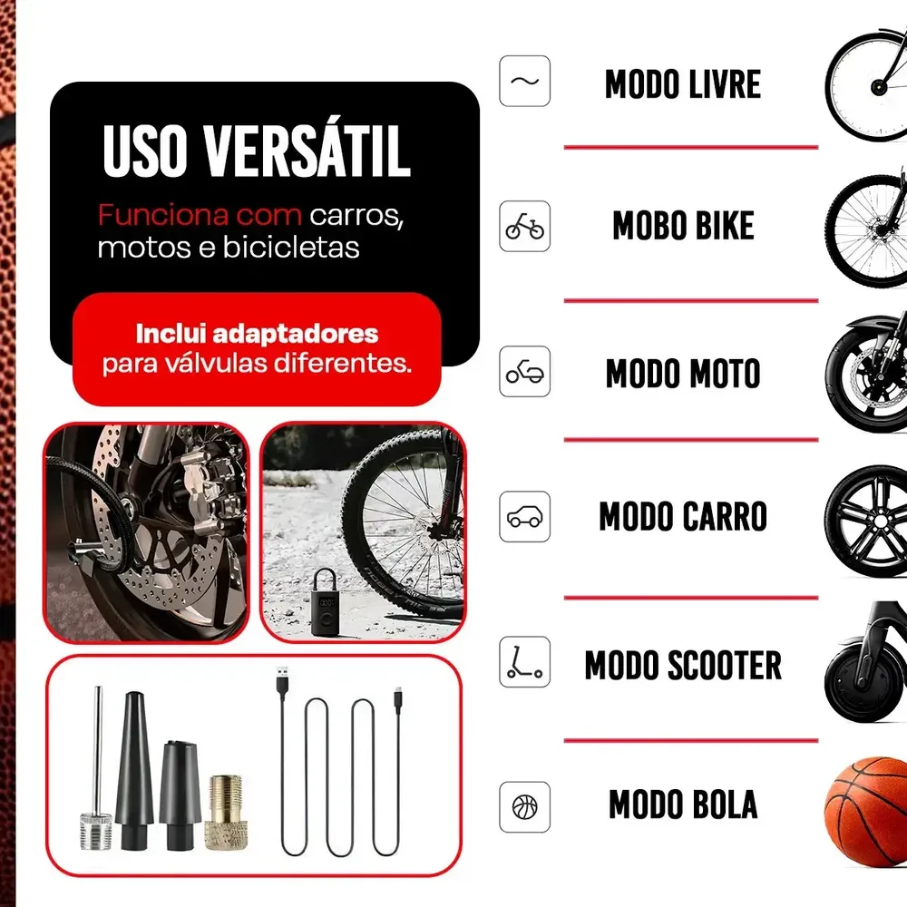 Compressor Digital Portátil Rezzet 12V para Carro Moto e Bicicleta 4