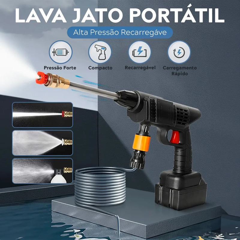 Lavadora Lava Jato Portátil Pressão 2 Baterias + Maleta 4