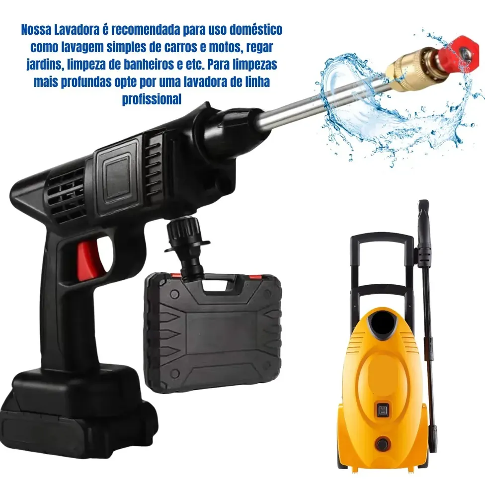 Lavadora Lava Jato Portátil Pressão 2 Baterias + Maleta 7