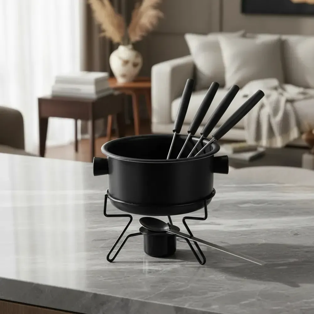 Aparelho Fondue Pop Antiaderente Preto 7 Pçs + 4 Garfos 2