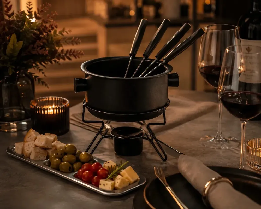 Aparelho Fondue Pop Antiaderente Preto 7 Pçs + 4 Garfos 5