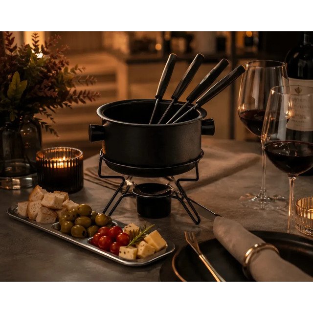 Aparelho Fondue Pop Antiaderente Preto 7 Pçs + 4 Garfos 4