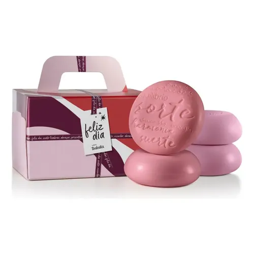 Kit 4 Caixas Com 4 Unidades Sabonetes Prosperidade 90g + 4 Sacolas Presente 4