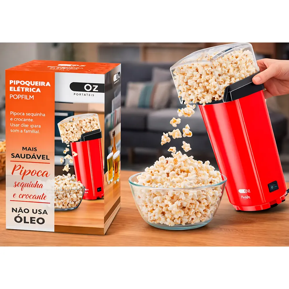 Pipoqueira Elétrica Portátil 110V e 220 Sem Óleo Fritura Ar Quente 2