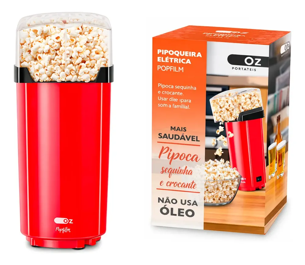 Pipoqueira Elétrica Portátil 110V e 220 Sem Óleo Fritura Ar Quente 10