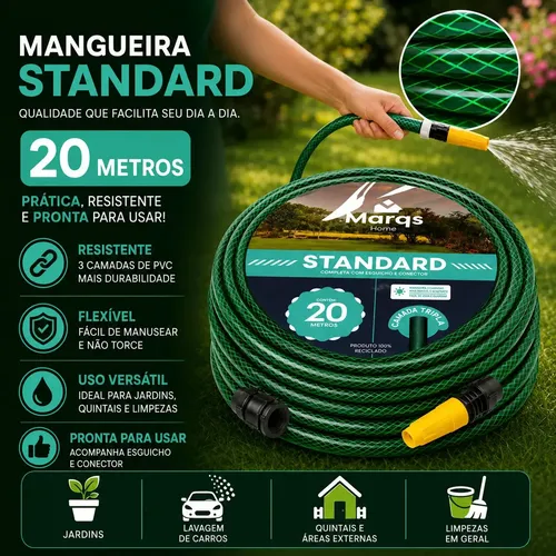 Mangueira Jardim 20m Flexível Esguicho Trançada 4