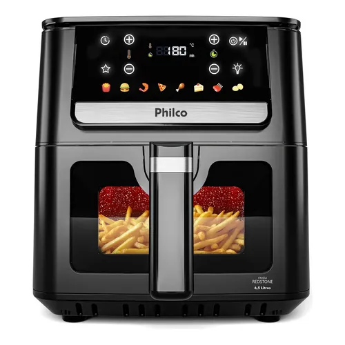 Air Fryer Philco 6,5L Visor Glass e Redstone 1700W PAF65A - Desconto Especial