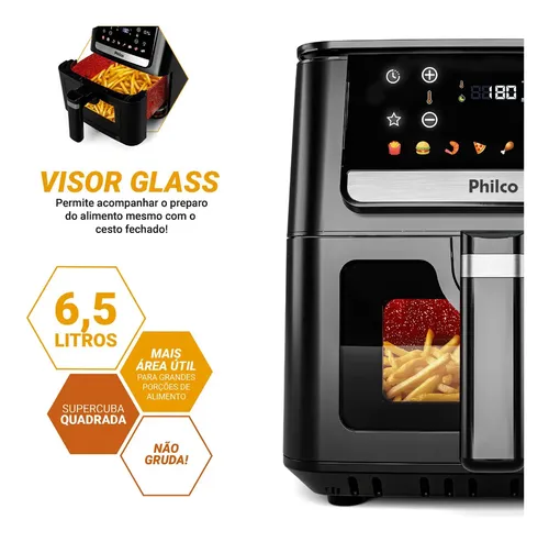 Air Fryer Philco 6,5L Visor Glass e Redstone 1700W PAF65A - Desconto Especial 7