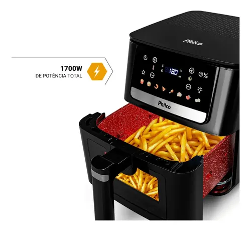 Air Fryer Philco 6,5L Visor Glass e Redstone 1700W PAF65A - Desconto Especial 8