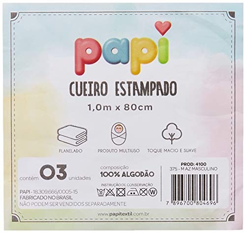 Papi Textil Cueiro Flanelado Papi Estampado 100Cm X 80Cm Contém 03 Un 5