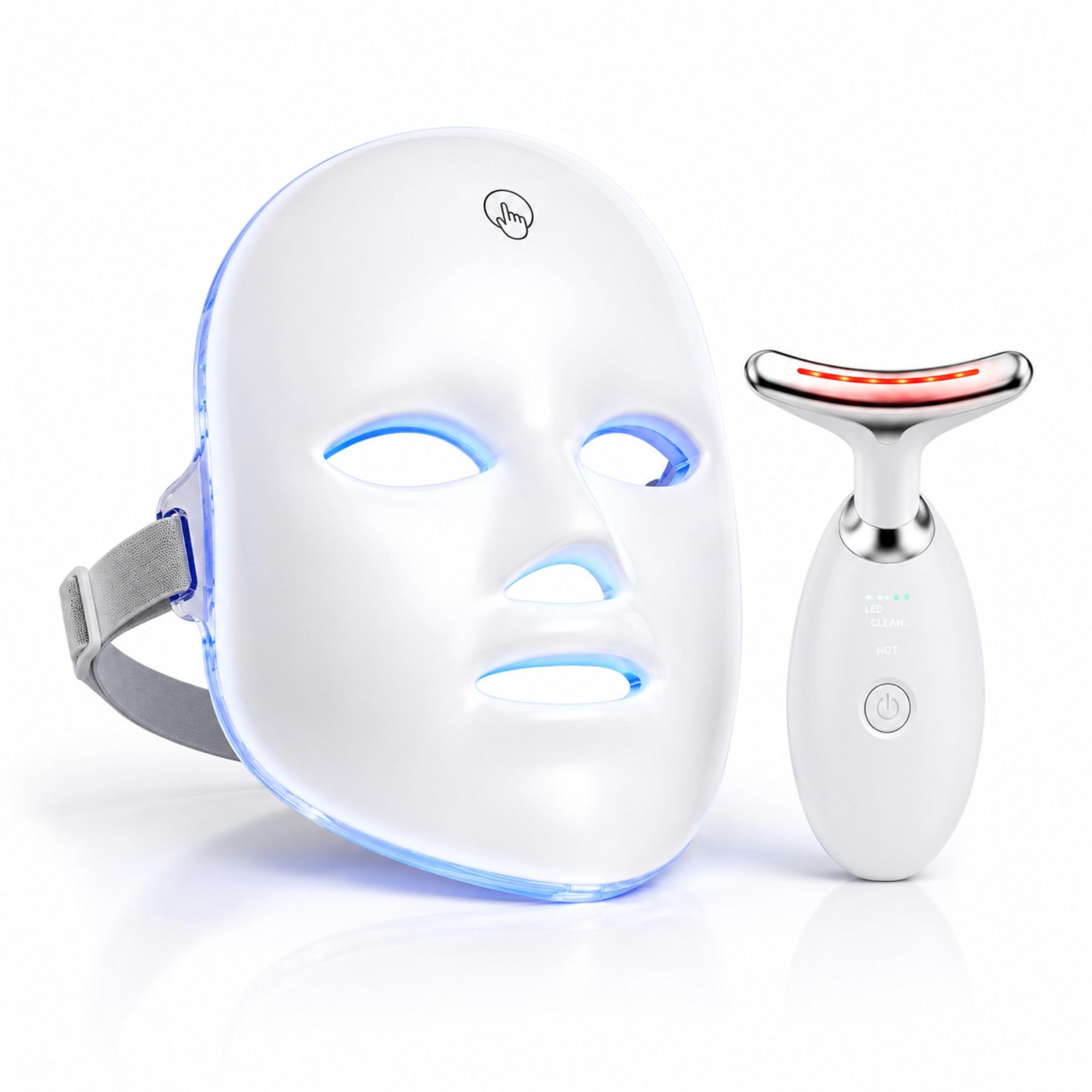 Kit Máscara LED Facial 7 Cores + Massageador 90 LEDs Recarregável 4